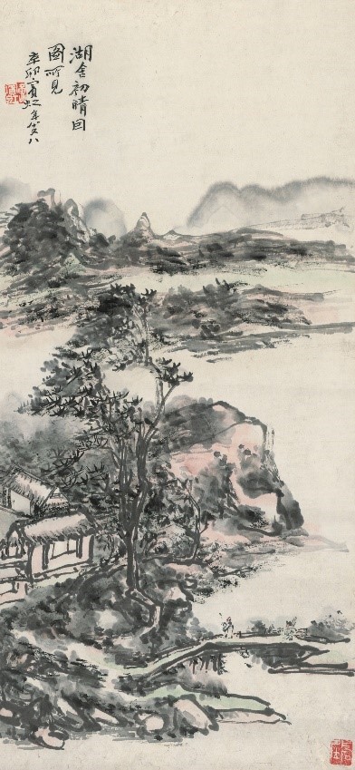 <h2>湖舍初晴图</h2><p>作者：黄宾虹</p><p>创作年代：1951年</p><p>规格：61cm×28cm</p><p>品类：中国画</p>